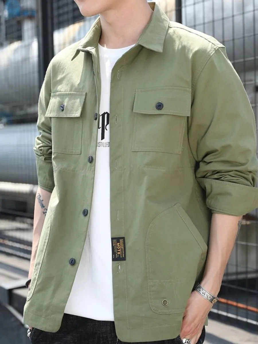 

Men's Long Sve Casual irt Double ket Trendy Fall Outerwear Stand Fit Jaet Breathable Faux Tweed Busin Wear