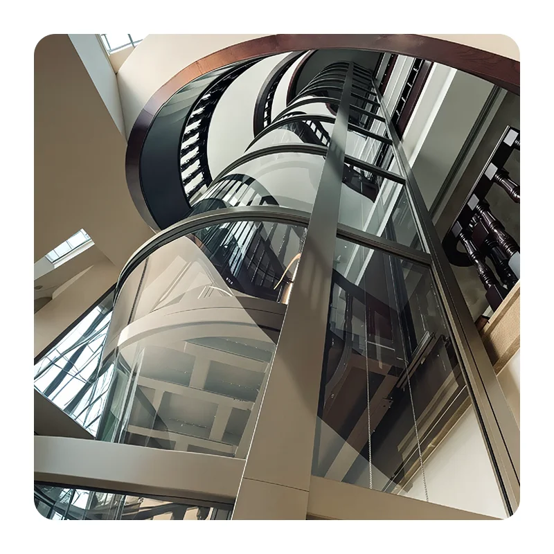 All-View Panoramic Glass Villa Elevator Hydraulic Machine with Gearless Traction for Kitchen PVC Floor-Household Elevator