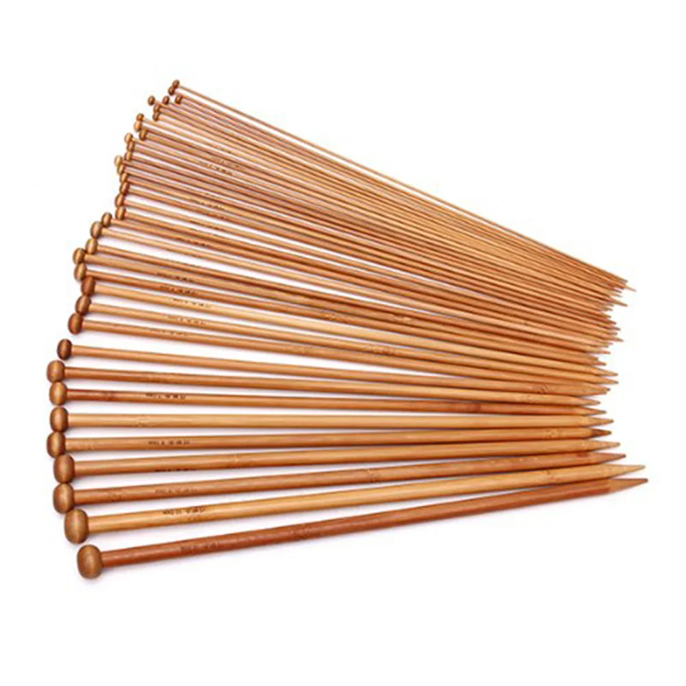 

36pcs Bamboo Knitting Needles Set Carbonized Single-ended Crochet Needles from 20mm to 10mm Single pointed knitting needles