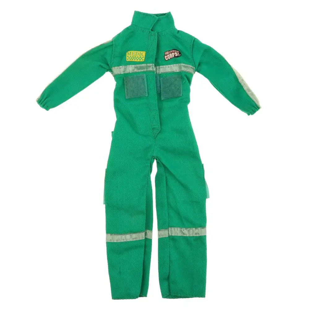 Traje de disfraz de bombero para muñecas, ropa nueva, 6 soldados, accesorios para muñecas, regalos, Verde