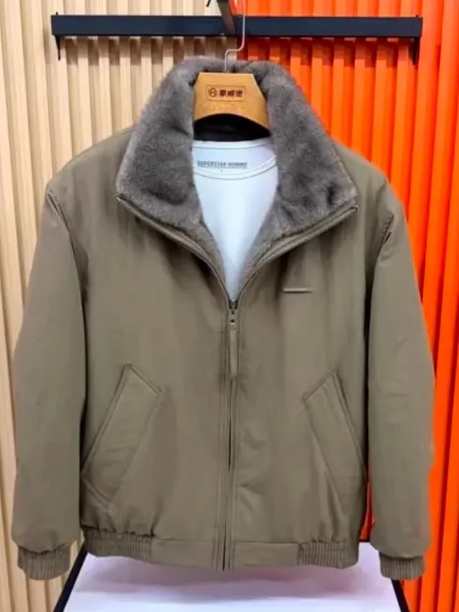 

Men's Double-Sided Wear Cotton Jaet Stand Collar Fce Lined Warmth Outerwear New Arrival Winter Coat Cool Sle