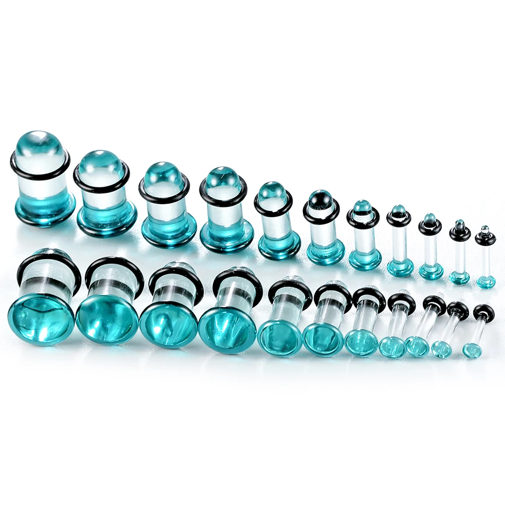 Casvort 2PCS Pyrex Glass Cosy Basic Ear Gauges Tunnels Dead Plugs Expander 0.5mm Increments Piercing Body Jewelry Hypoallergenic