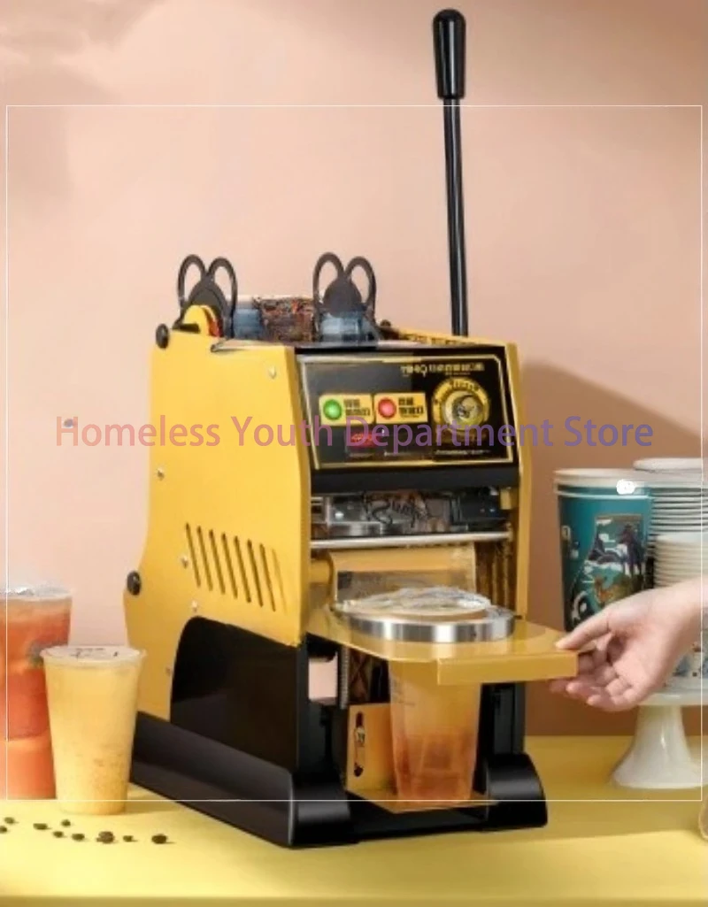 Automatic Film Sealing Machine for Commercial Coffee/juice/milk Tea Shops, 220V Manual Paper Plastic Sealing Machine