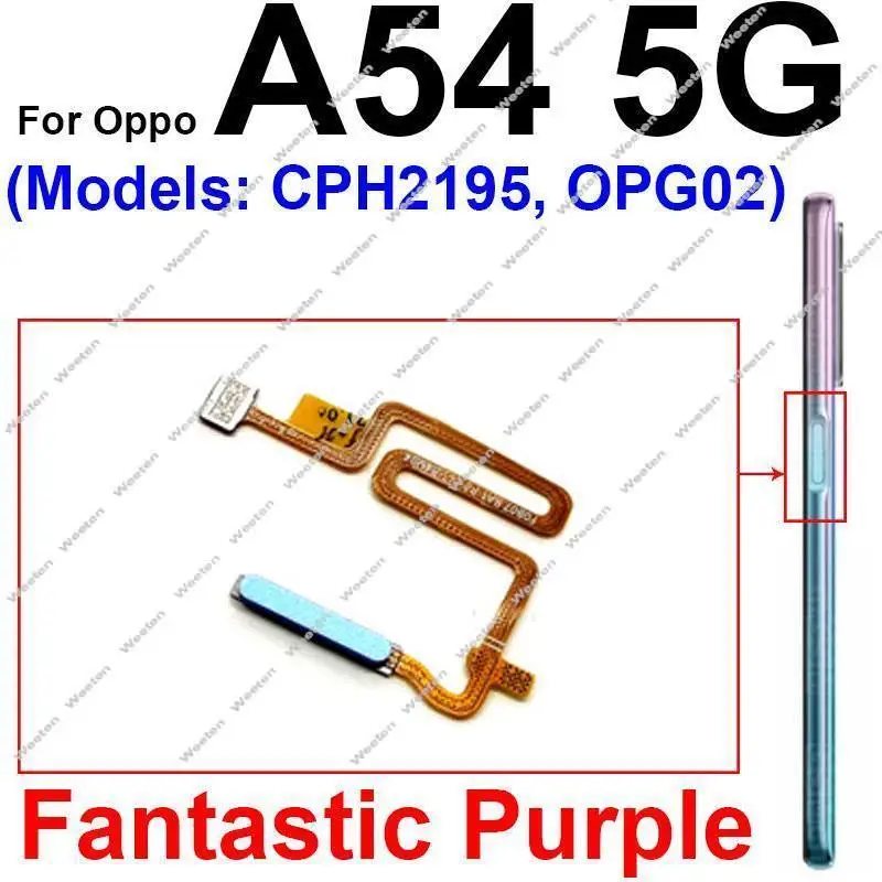 Power Touch Fingerprint Sensor Flex Cable For OPPO A36 A52 A54 A54S 4G/5G Power Buttons Finger Print Sensor Flex Ribbon Parts