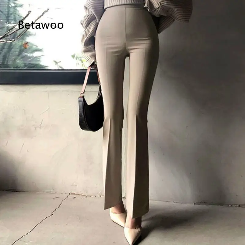 Womens High Waist Flared Casual Long Pants Elegant Figure Lengthening Trousers Soft Comfortable Bottom Versatile Garment