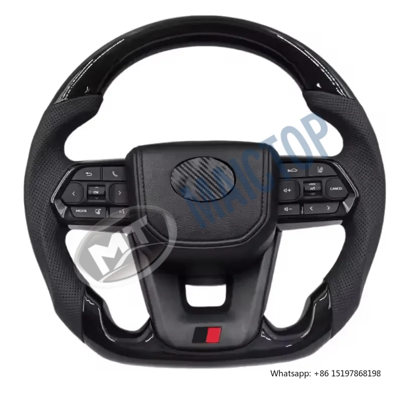 Maictop New Sports Style Leather Carbon Steering Wheel Cover 2008-2021 for Toyota Land Cruiser LC79 LC76 LC70 LC300 GR Style