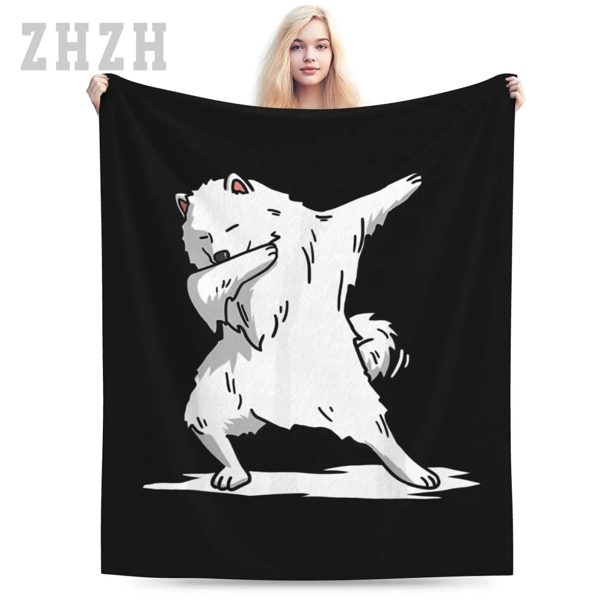 Blanket Cute Dabbing Samoyed Dog Dab Dance Gift Flannel Multifunction Outdoor Camping Sofa Cover Keep Warm