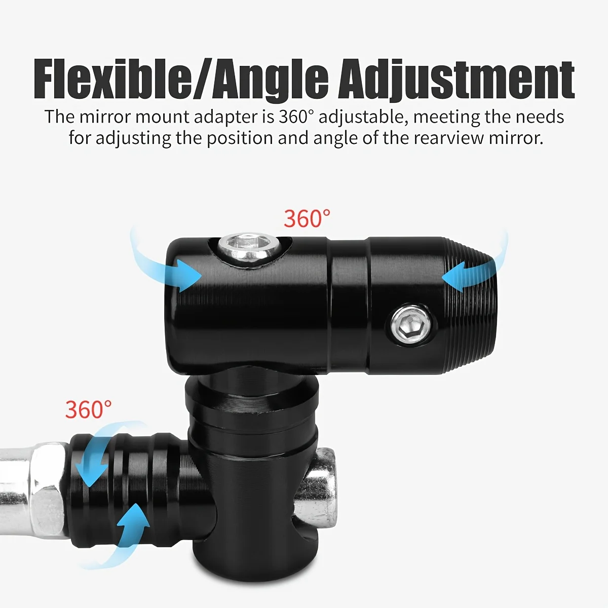 M10 Motorcycle Mirror Mount Adapter, CNC Aluminum Adjustable Rotatable Rearview Mirror Extender Bracket for Dirt Bike Scooter