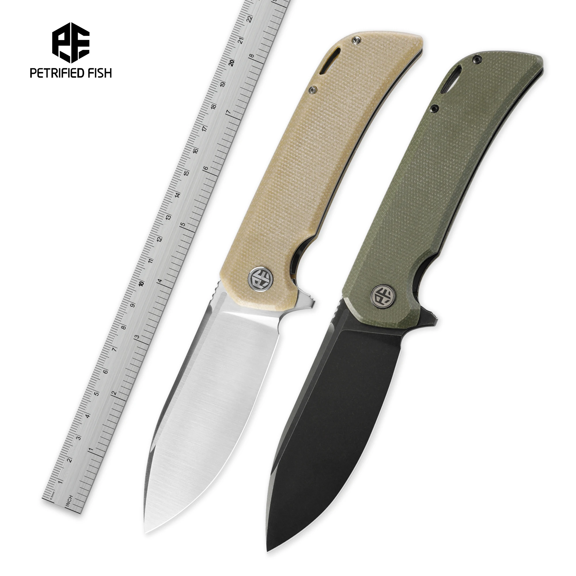 Petrified Fish PFB05 Folding Knife Pocketknives Hand Tools 14C28N Blade Knife Micarta Handle Survival Outdoor Camping Fishing