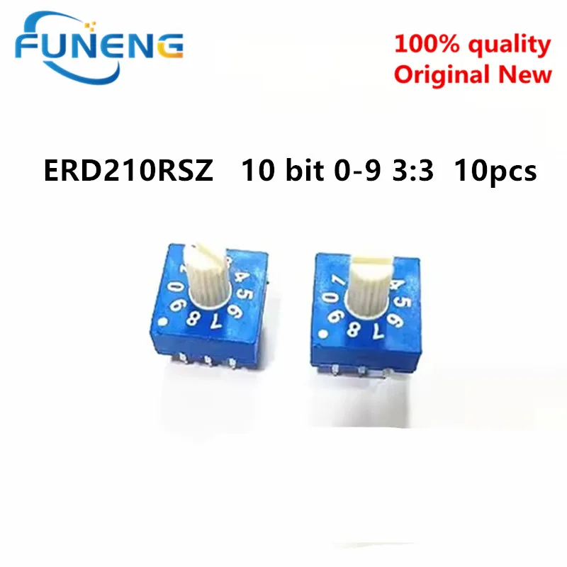 5pcs/lot Taiwan ECE original hundred capacity coding switch ERD210RSZ 10 bit 0-9 3:3 with handle rotary encoder