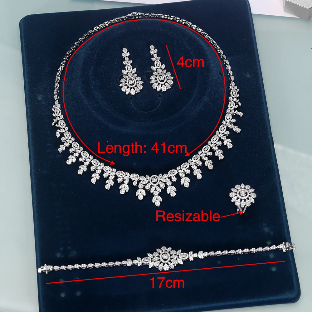 Famous Brand 4 PCS Women Fashion Jewelry Set For Wedding Engagement Cubic Zirconia High Quality Gift Beautiful Bridal Jewellery