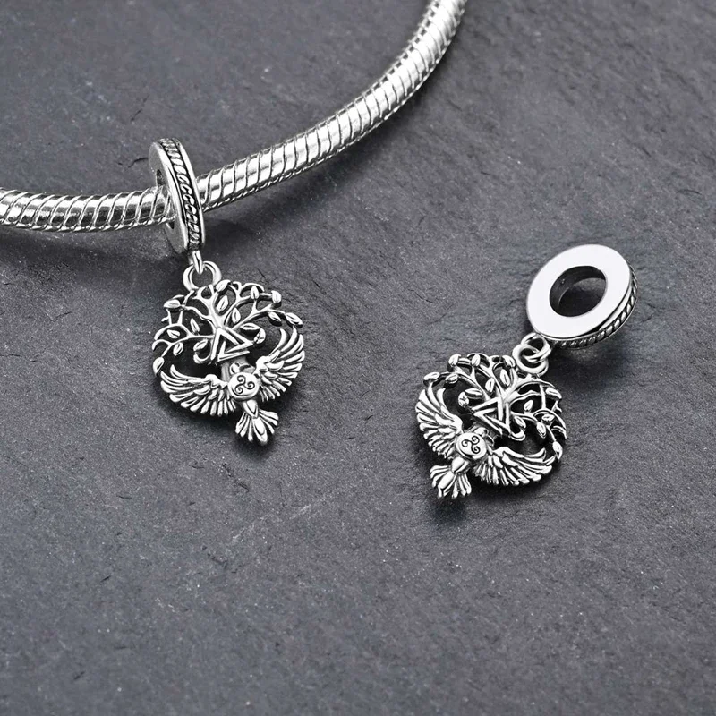 

925 Sterling Silver Tree Dangle Charm Distress Design Pendant Fit Original Bracelet DIY Women Jewelry Gift