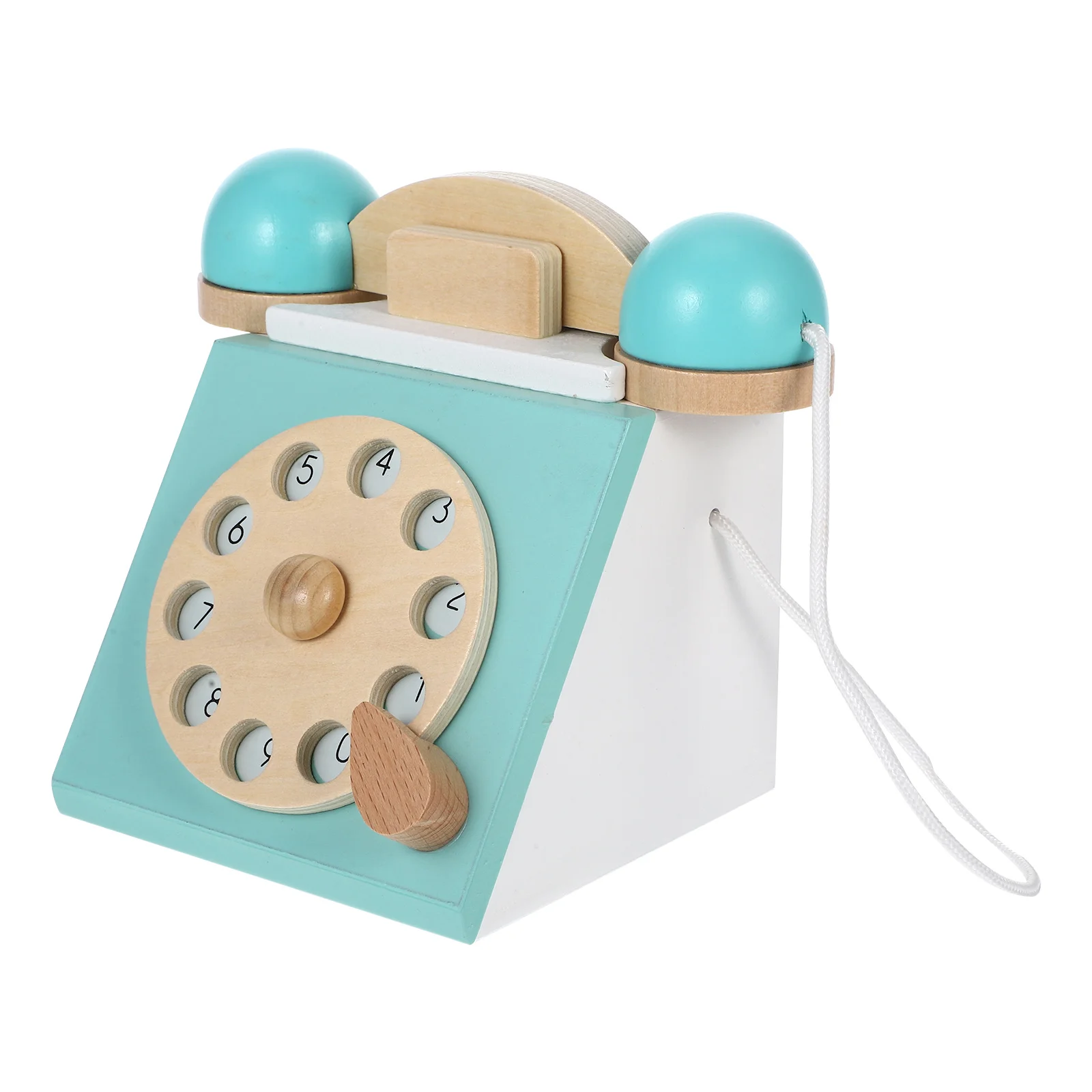 Telephone Kids Toy Mushroom Turntable Wooden Vintage Number Cognition Puzzle