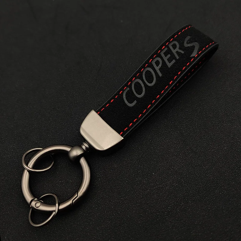 Luxury Women Men Keyring Fur Leather Car Keychain For Cooper S R56 F56 R53 F55 F57 F54 R52 2022 Logo Keychain Accessories