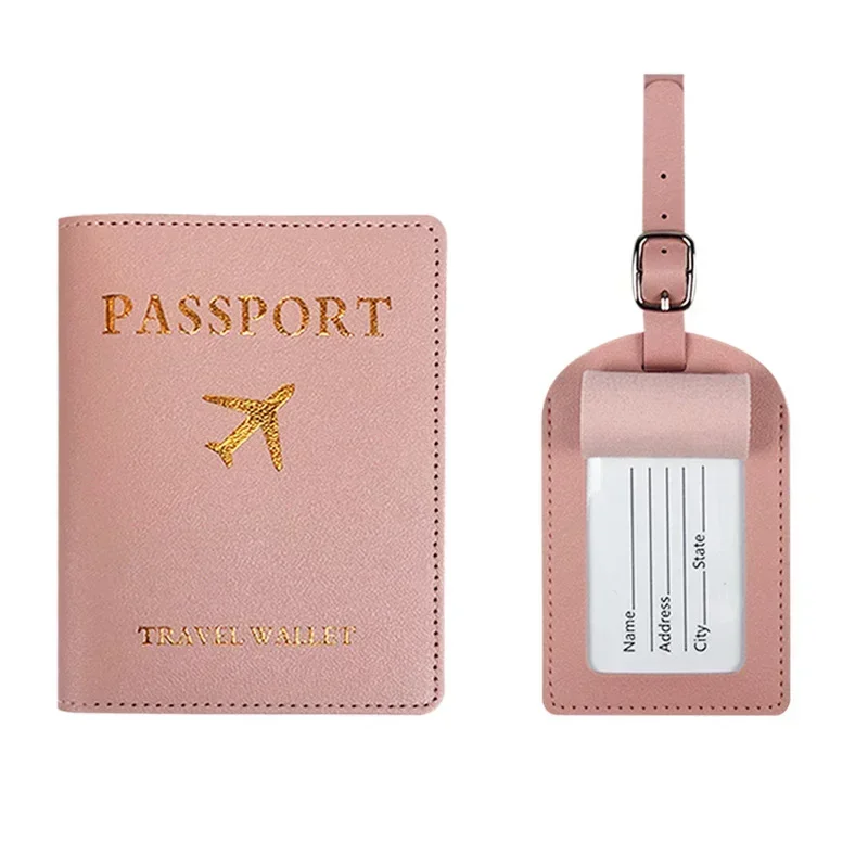 Leather Luggage Tag/passport Cover Travel Suitcase Bag Accessories ID Card Address Name Holder Label Baggage Boarding Bag Tag