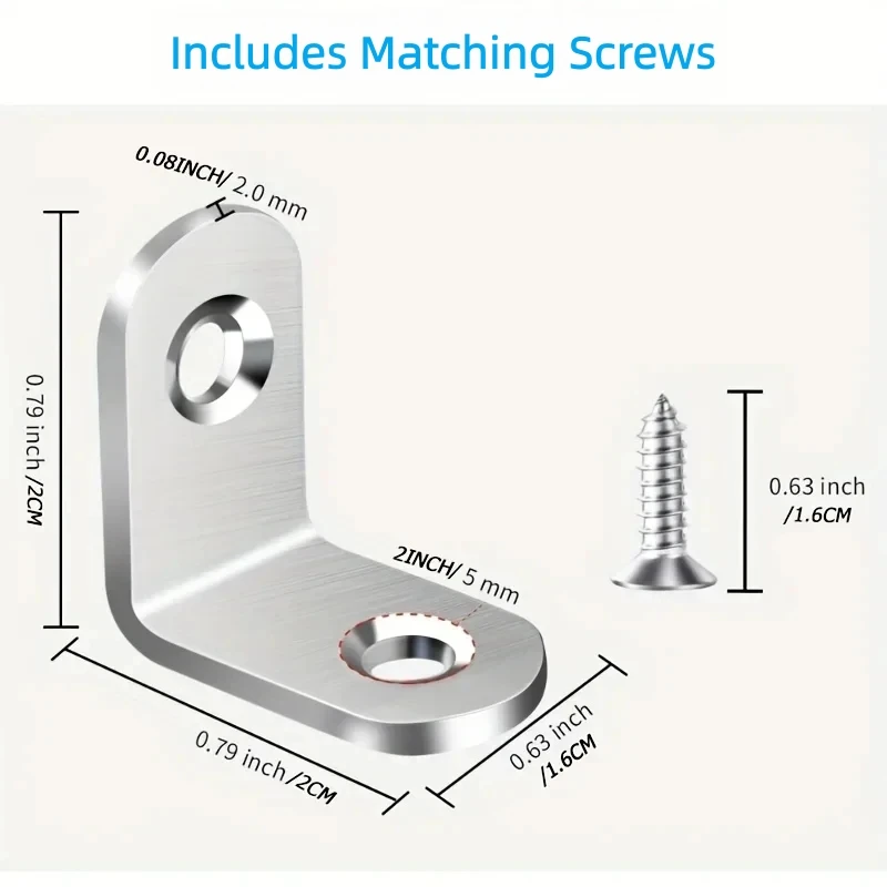 

10~100PCS Galvanized L Bracket 20x20mm 30x30mm 90 Degree Right Angle Corner Brace with Screws for DIY Furniture