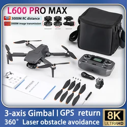 2024 L600 PRO MAX Profesjonalny dron 8K HD Podwójny aparat Laserowe unikanie przeszkód Bezszczotkowy czteroosiowy trójosiowy PTZ GPS Dron FPV