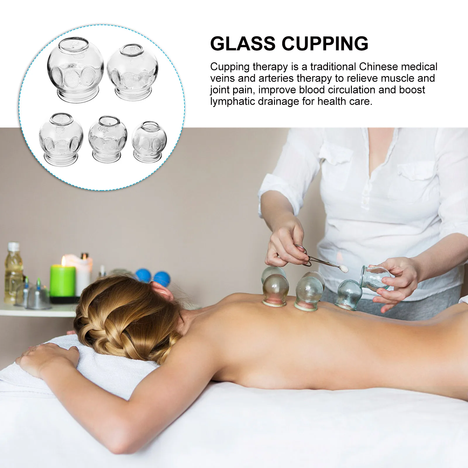

5 Pcs Glass Cupping Vacuum Massager Chinese Kit Suction Cups Tool Cuppings Style