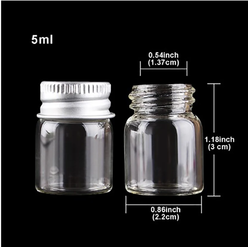 Glass Bottles With Aluminium Lids Small Glass Jars Transparent Medicine Powder Test Tube Bottle 5/6/8/10/14/20/25ml