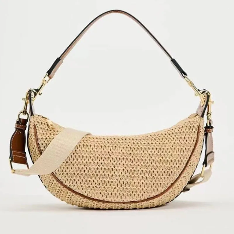 Bolso cruzado tejido de paja para mujer, bandolera de hombro tejida para playa, vacaciones, compras, Verano