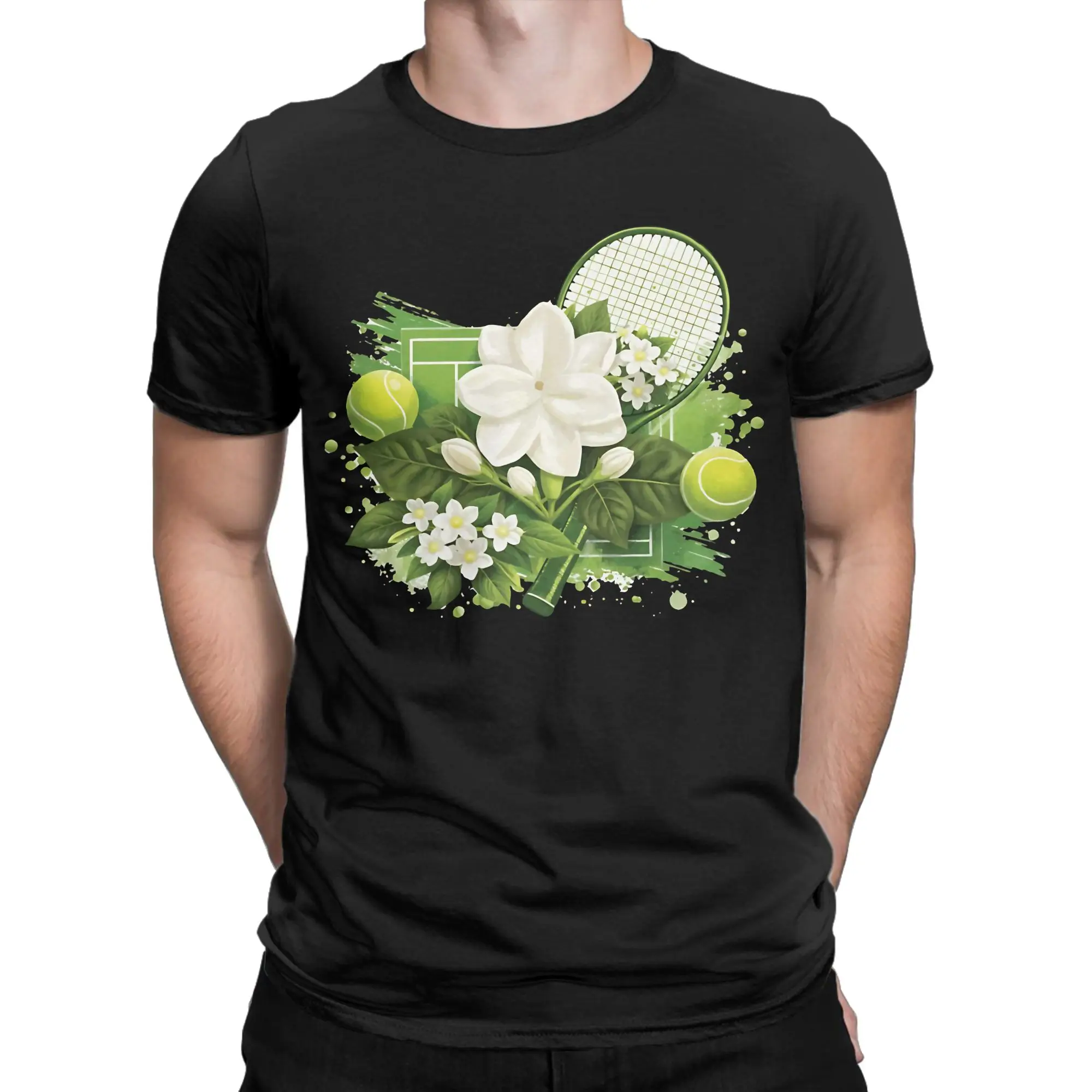 Alexandra Eala Tennis Floral Splash Art T-Shirts for Men  Fun Cotton Tee Shirt Crewneck Short Sleeve T Shirts Plus Size Tops