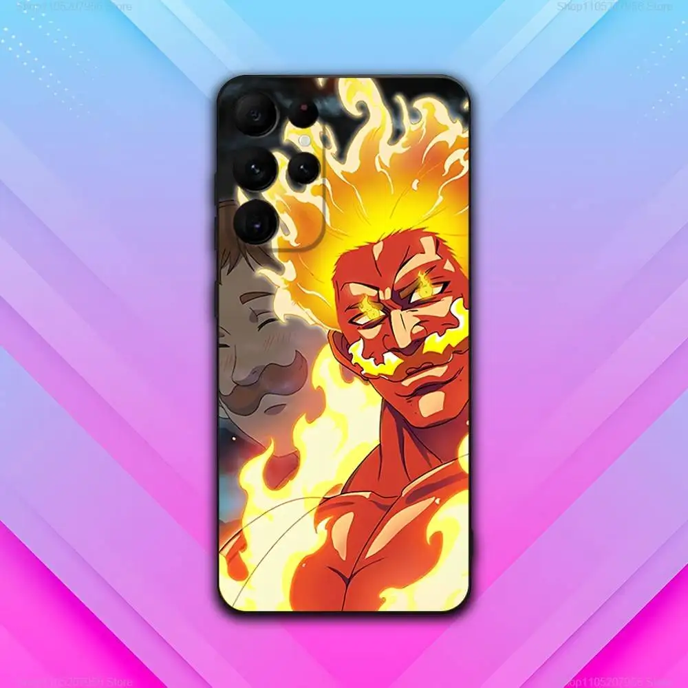 E-Escanor Comics Arrogant untuk Samsung S30,S25,S24,S23,S22,S21,S20,Fe,Lite,5G,Ultra,Plus, Casing Ponsel Hitam Ultra Tipis