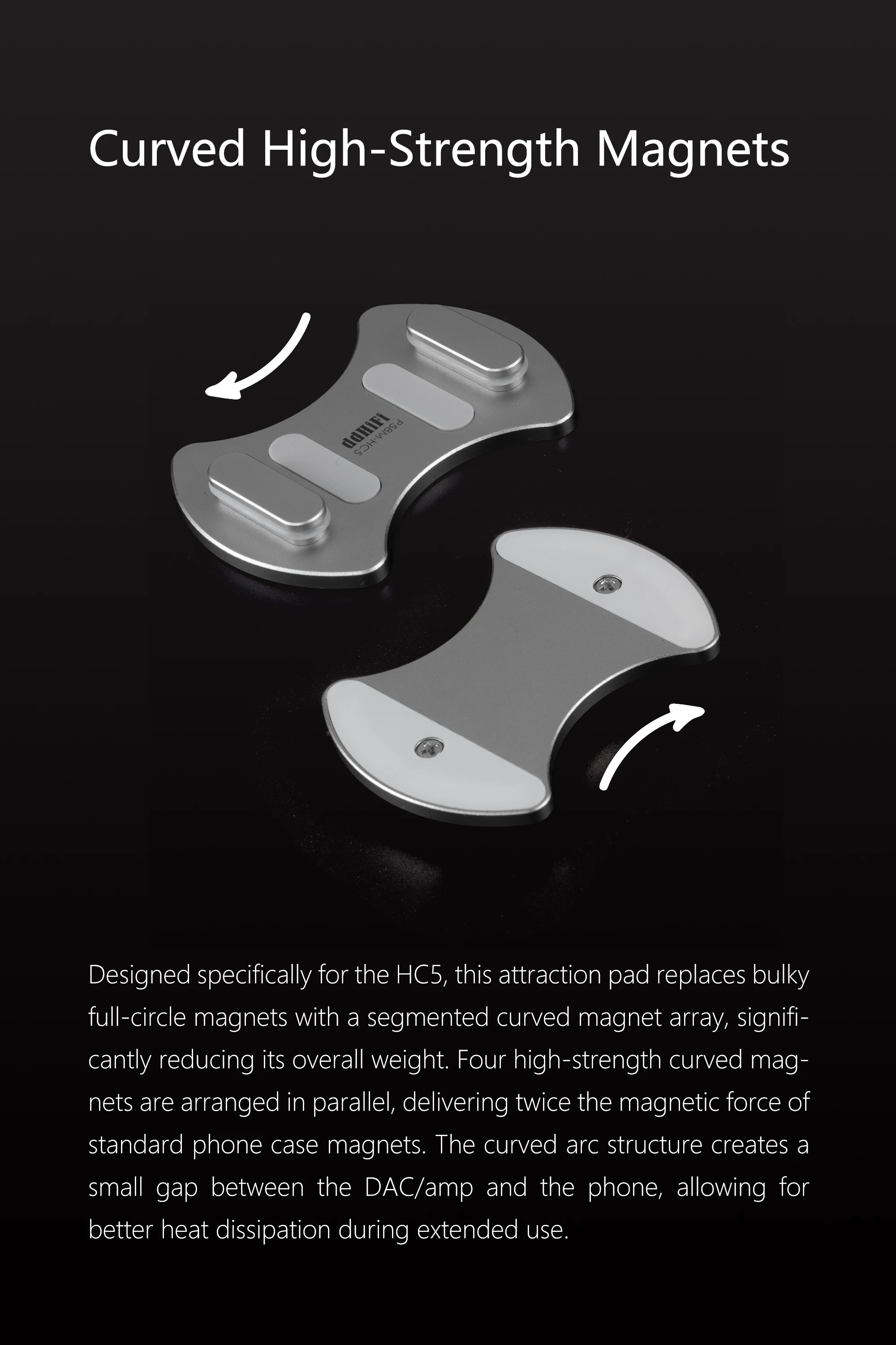 DD ddHiFi P58M-HC5 MagSafe Magnetisches Anziehpad für AK HC5 DAC-Verstärker, CNC AL6063 Aluminium, gebogener N52-Magnet, leicht – Detail 3