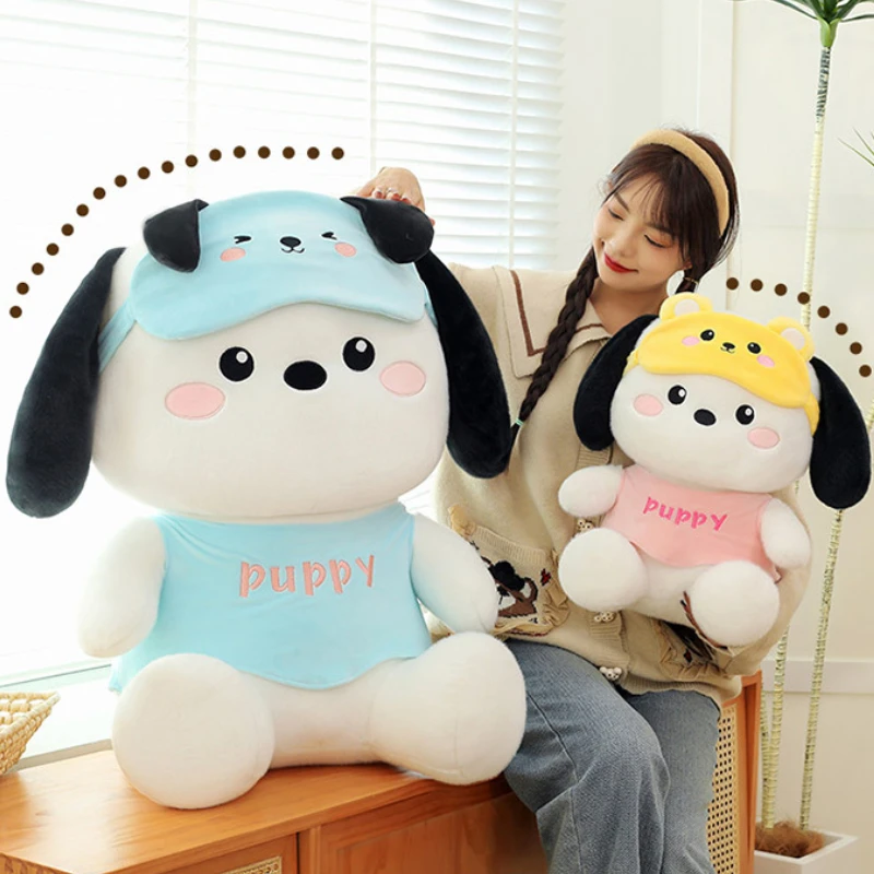 80cm Super Big Size New Eye Mask Pochacco Stuffed Plush Toy Kawaii Puppy Doll Bed Sleeping Pillow Doll Children New Year Gift