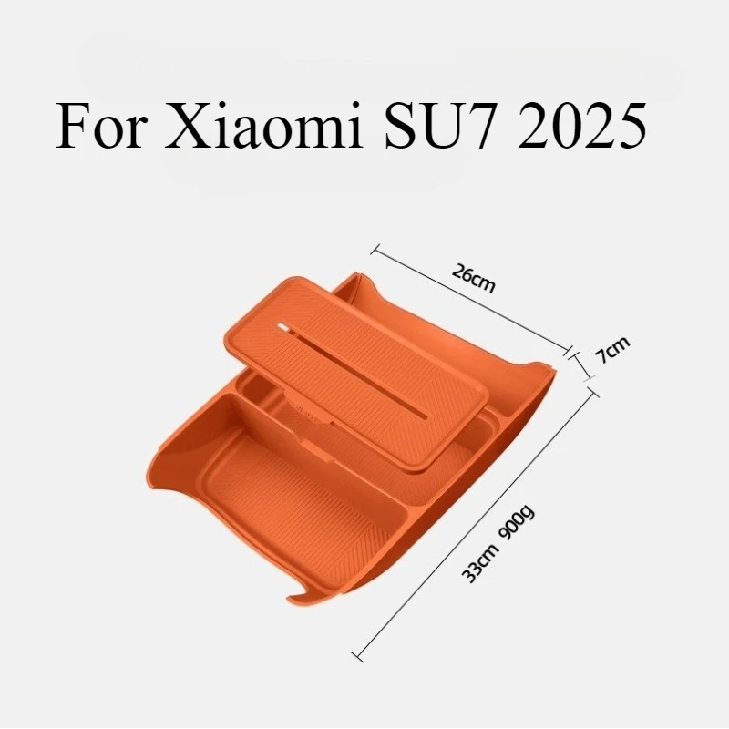 

For Xiaomi SU7 2025 Center Console Lower Storage Box, Multi-Function Silicone Organizer Tray with Anti-Slip Design