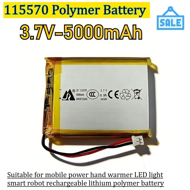 115570 Polymer Battery 3.7V-5000mAh For Power Bank Hand Warmer LED Light Smart Robot Rechargeable Li-polymer Batteries