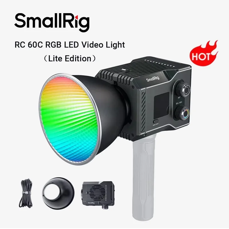 SmallRig RC 60C RGB LED Video Light Built-in Battery w APP Control, 2500K-10000K w G/M Adjustment & Colored Filter, Lite Edition