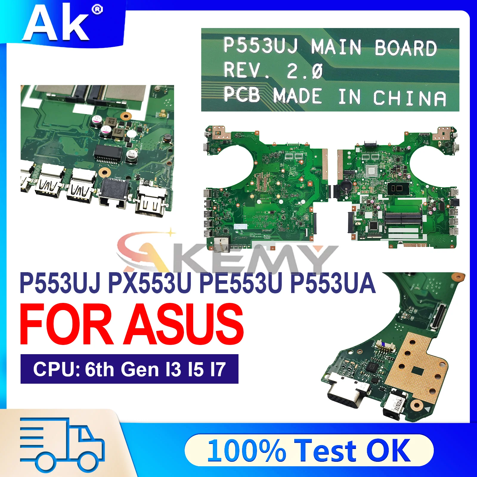 

Материнская плата P553UA для ноутбуков ASUS ProArt P553U P553UJ RPO553U PX553U PE553U P553UA с процессорами I3 I5 I7, 100% протестировано, в порядке.