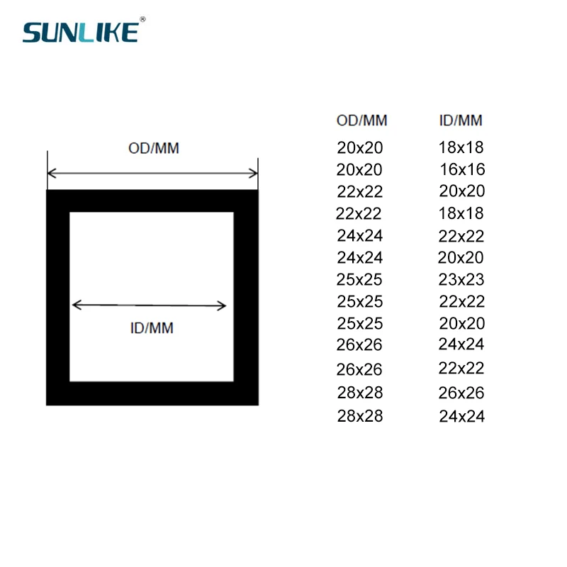 1 Piece 3K Full Carbon Fiber Square Tube Length 500mm OD: 20MM 22MM 24MM 25MM 26MM 28MM Twill Matt for Multicopter Flight Models