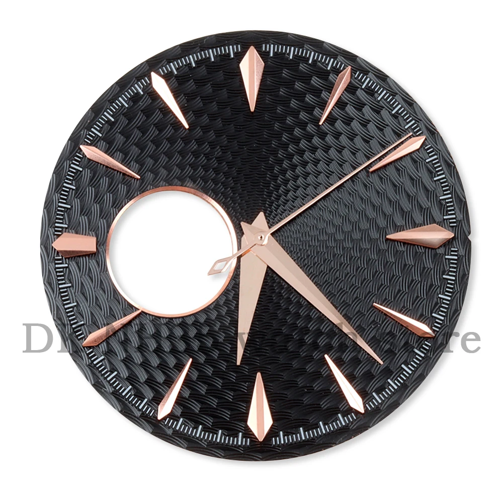 35mm Hollow Watch Dial and Hand Stainless Steel No Luminous Fit Cocktail NH38 Movement Weave Dial Watch Modification Accessories