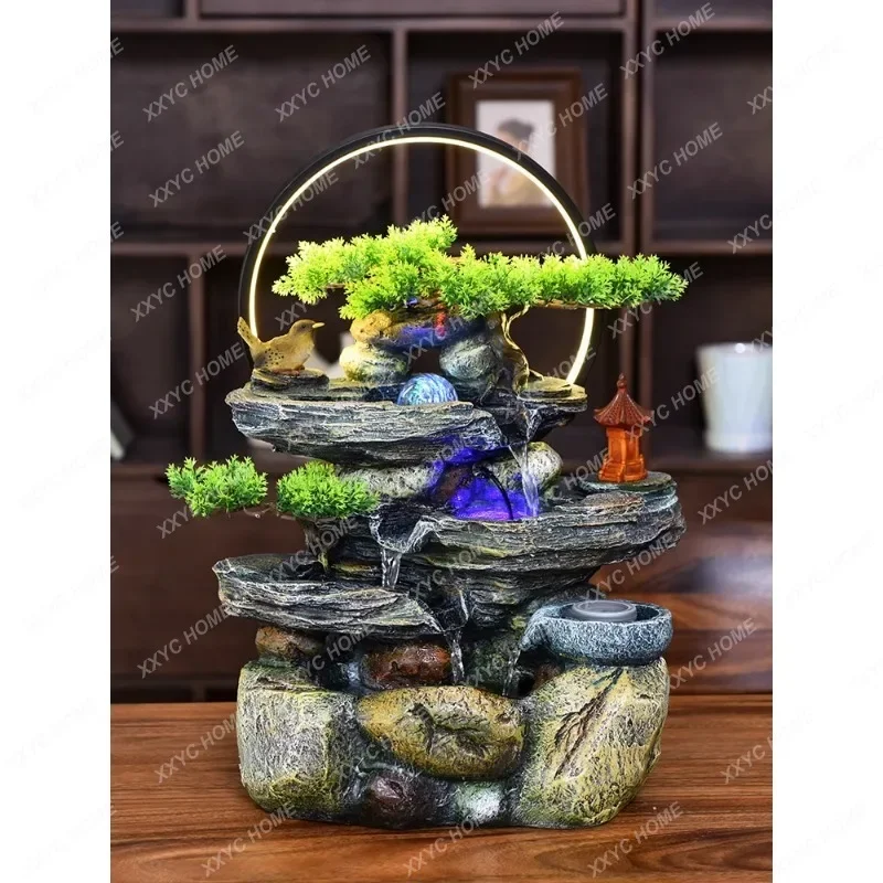 

Flowing Water Desktop Fortune Decoration Decoration Circulating Water Rockery Micro Landscape Fengshui Wheel Waterscape