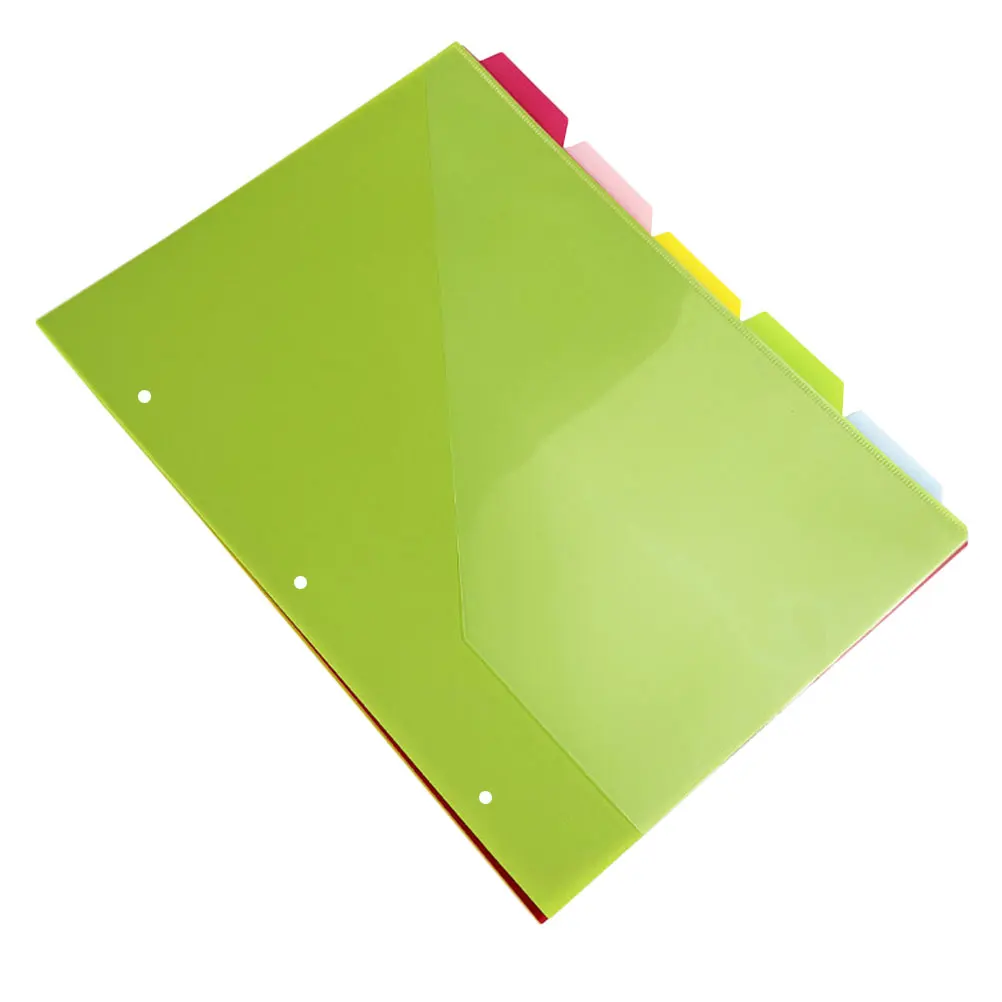 

5pcs Three-hole File Folder Binder Dividers Tabs Organizer Pockets PP Deviders Material Stylish Appearance Document