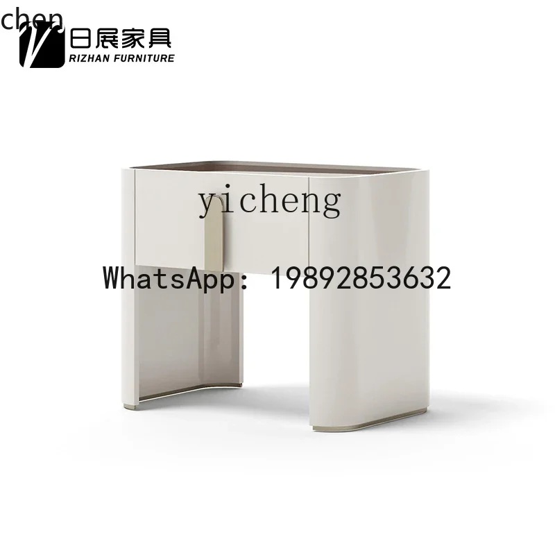 

YFY light luxury milky white bedside table designer fully equipped storage cabinet