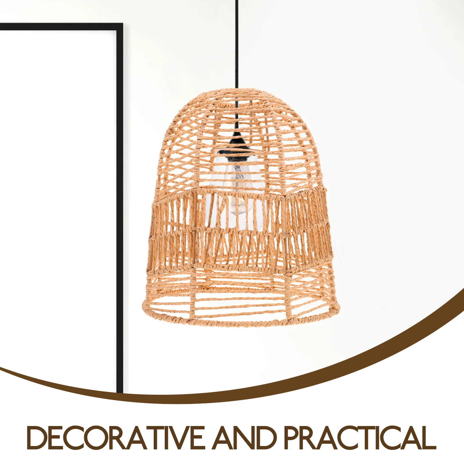 

Rattan Lampshade Handmade Woven Paper Woven Lampshade Rope Light Cover For Home Decor Coastal Bohemian Style