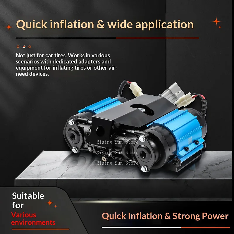 DC12V Four-Wheel Drive Tire Deflator, Portable Four-Wheel Drive Air Compressor Pump, Two-Cylinder Air Pump