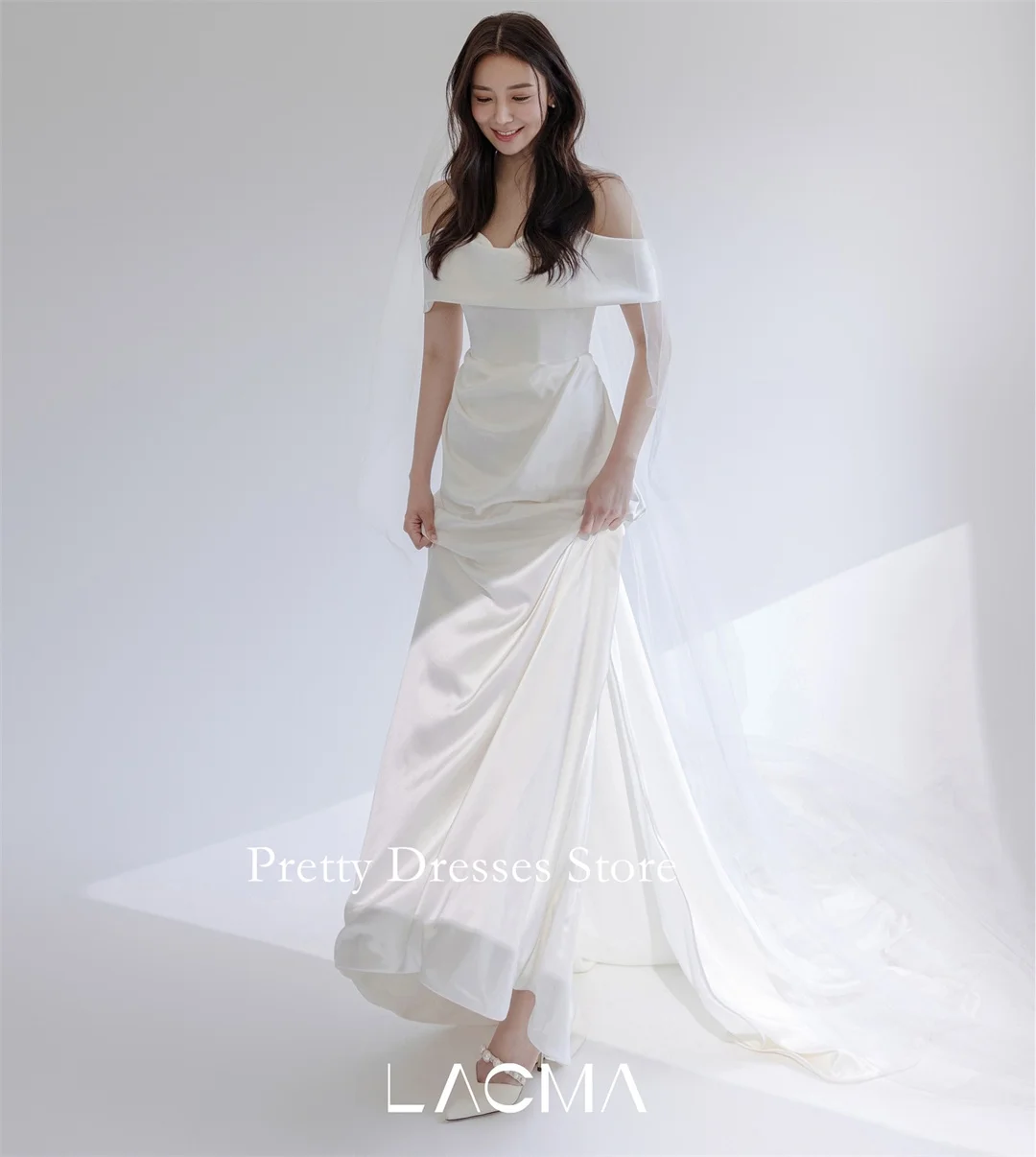 

Русалка с открытыми плечами, стиль 2025 года, садовые индивидуальные свадебные платья цвета слоновой кости со шлейфом, элегантные вечерние платья для женщин