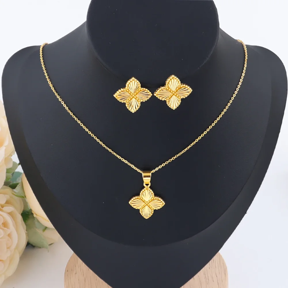 

high quality gold plated jewelry set golden necklace ring pendant Bracelet Earrings jewelry Luxury Nigerian Wedding Party Gift