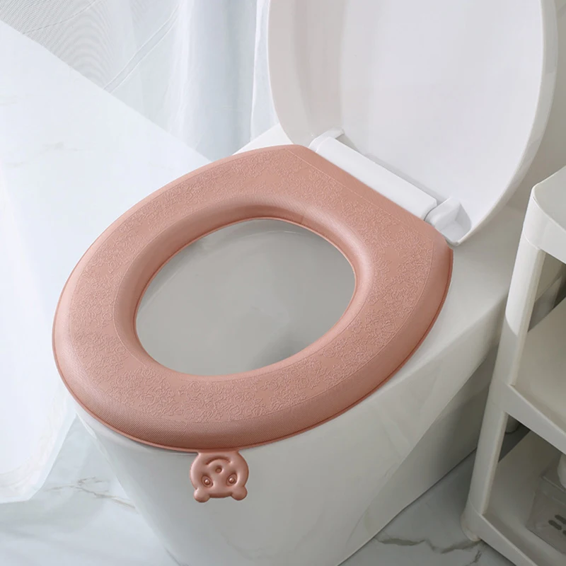 1Pc EVA Waterproof Toilet Seat Cover Thickened Four Seasons Universal Toilet Seat Cushion Paste Type Toilet Cushion Accessories