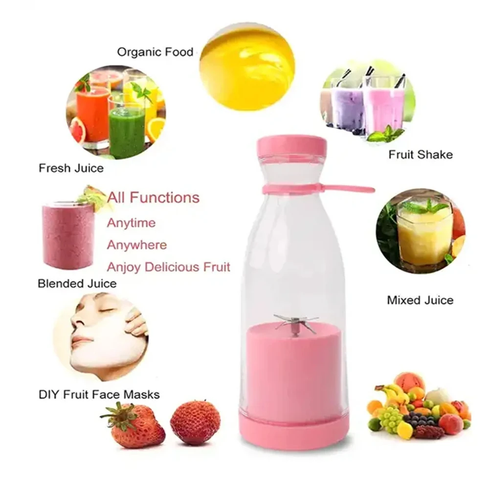 420ML Electric Juicer Mini Fruit Mixers 6 Blades Charging Juicer Cup Household Juicer Blender Smoothie Orange Lemon Blender image 2