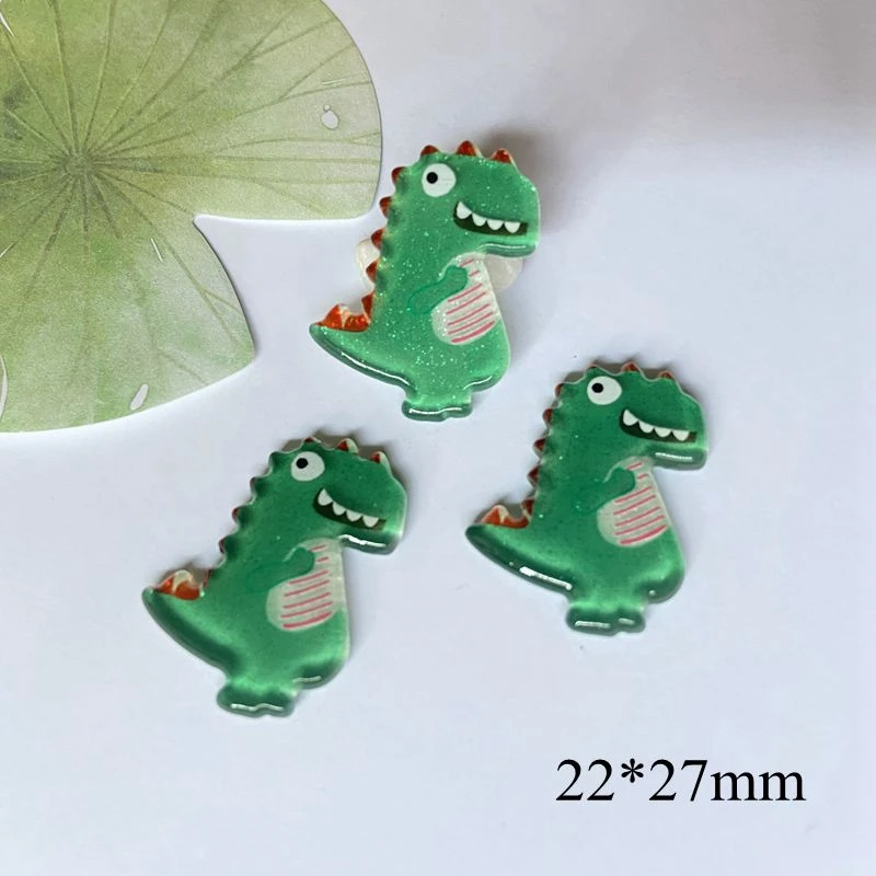 10Pcs Shiny Cartoon Flat Back Acrylic Animal Jewelry Accessories Unicorn Dinosaur Spirit DIY Crafts Hair Clips Material