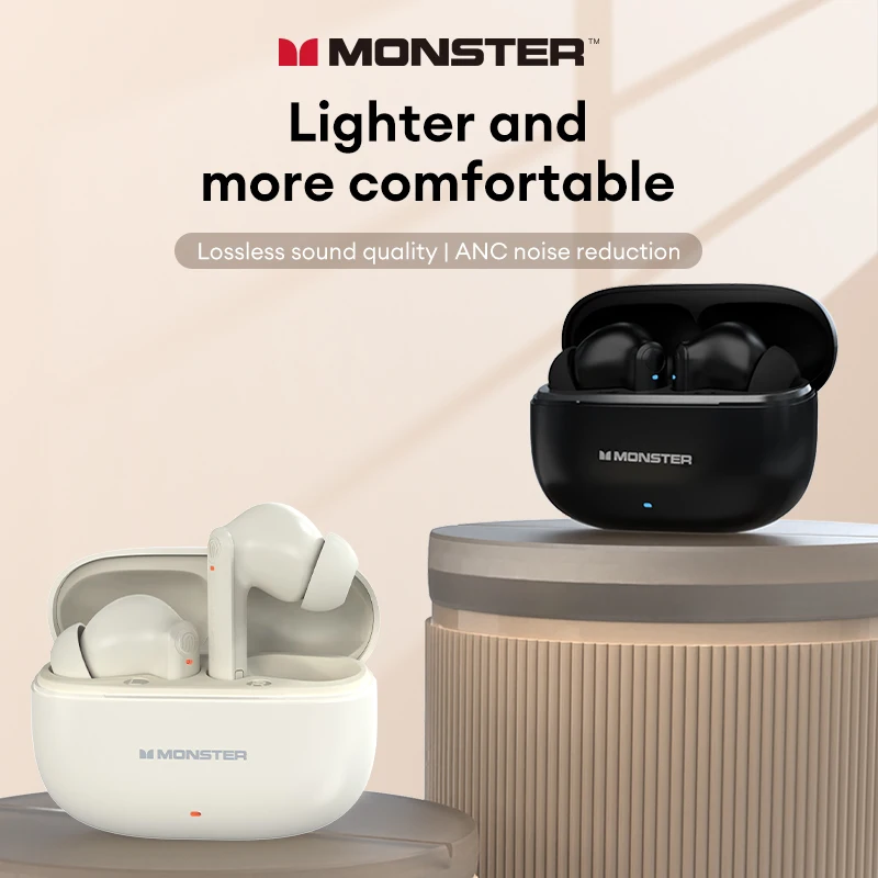 Monster XKT27 auriculares Bluetooth V5.4 Larga modo de reposo auriculares inalámbricos con sonido HIFI reducción de ruido inteligente auriculares de llamada HD