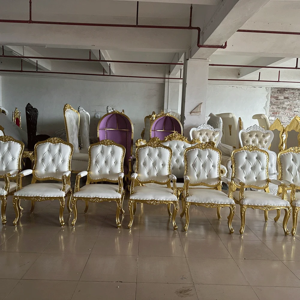 Classic Cheap Wedding Royal Bride and Groom Chair Gold King Throne Chair for Event Supply