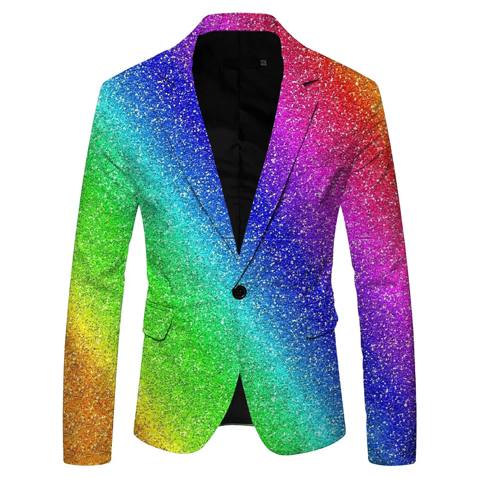 Colorful Sequin Men\'s Suit Shiny Long Sleeve Singel Button Slim Blazer Jackets Luxury Party Club Formal Wedding Performance Suit