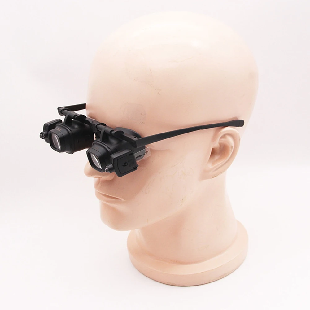 

24X Headband Magnifying Glass With LED Light For Jewelry Watch Repair Soldering Magnifier Loupe Welding Glasses Black