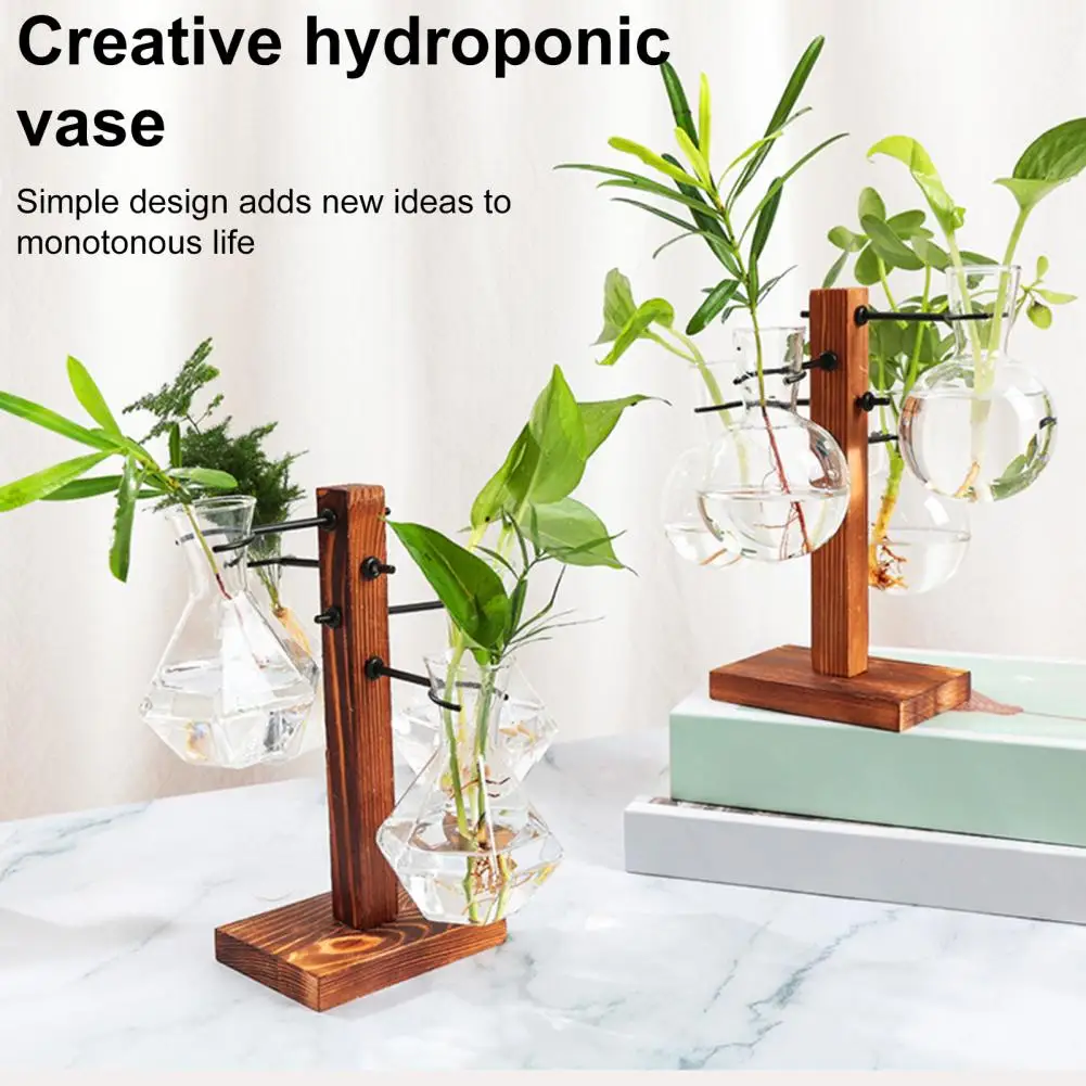 1 Set 10*25cm Plants Propagation Station With 4 Glass Vases House Plant Terrarium Kit Hydroponic Flower Holder Container Decor