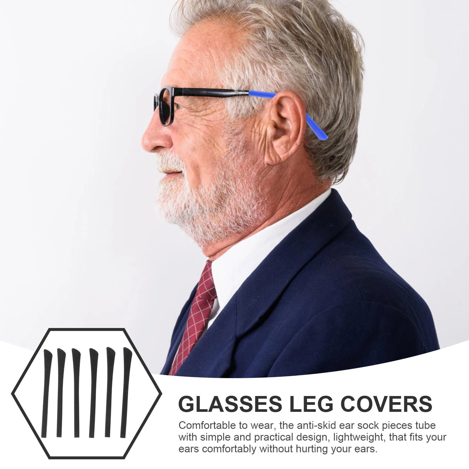 

12 Pairs Eyeglass Temple Tips Non Skid Silicone Glasses Ear Cushions Red Blue Purple Black Fits Comfortably Stops